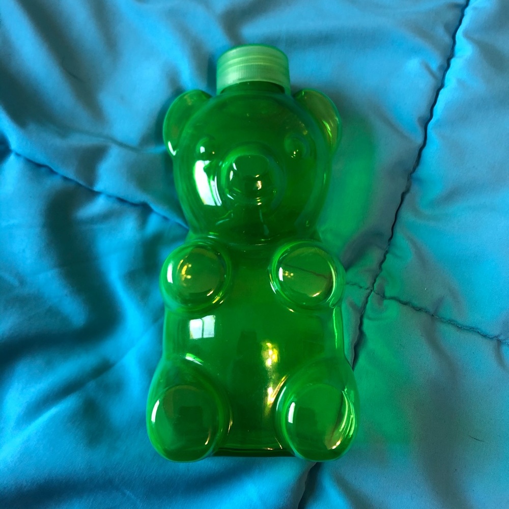 Green plastic gummy bear flask/bottle